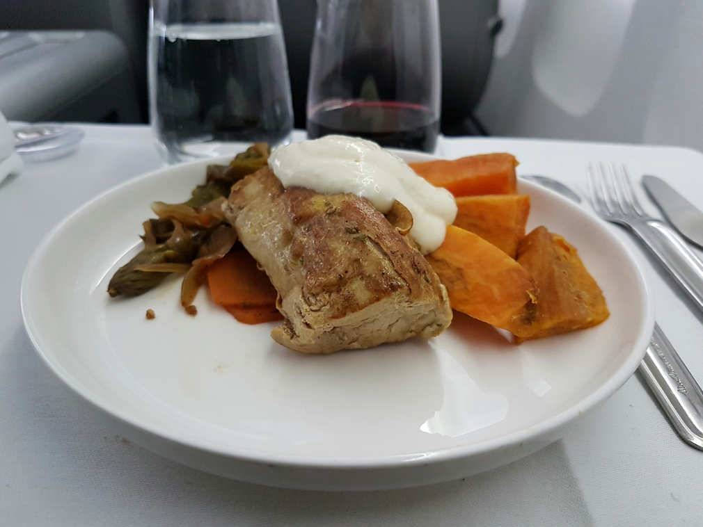 Qantas Business Class lunch