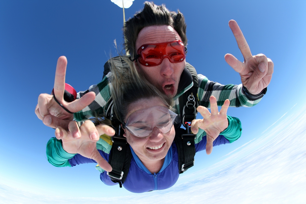 Woman skydiving
