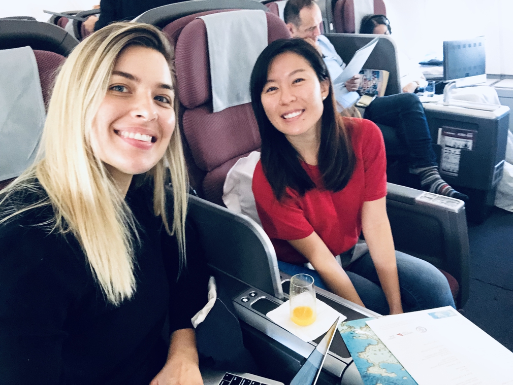 Head of Marketing and Marketing Executive flying QF127 Business Class