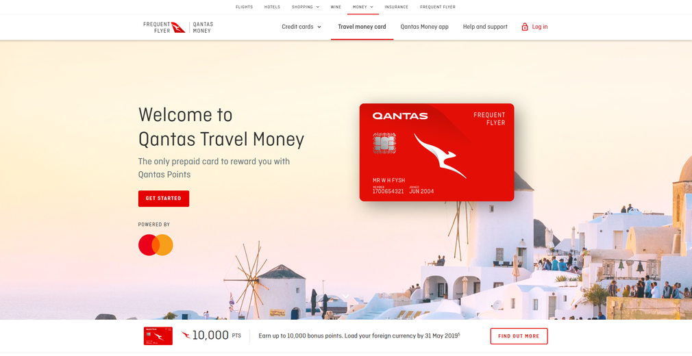 Qantas travel money card