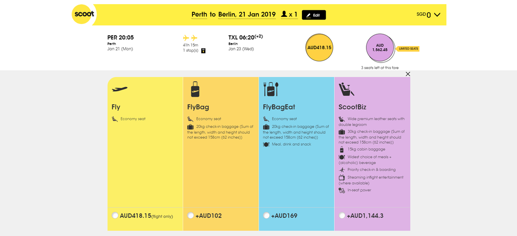 Booking a scoot flight