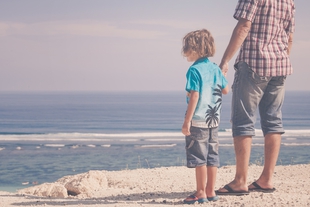 Father and son at the beach 