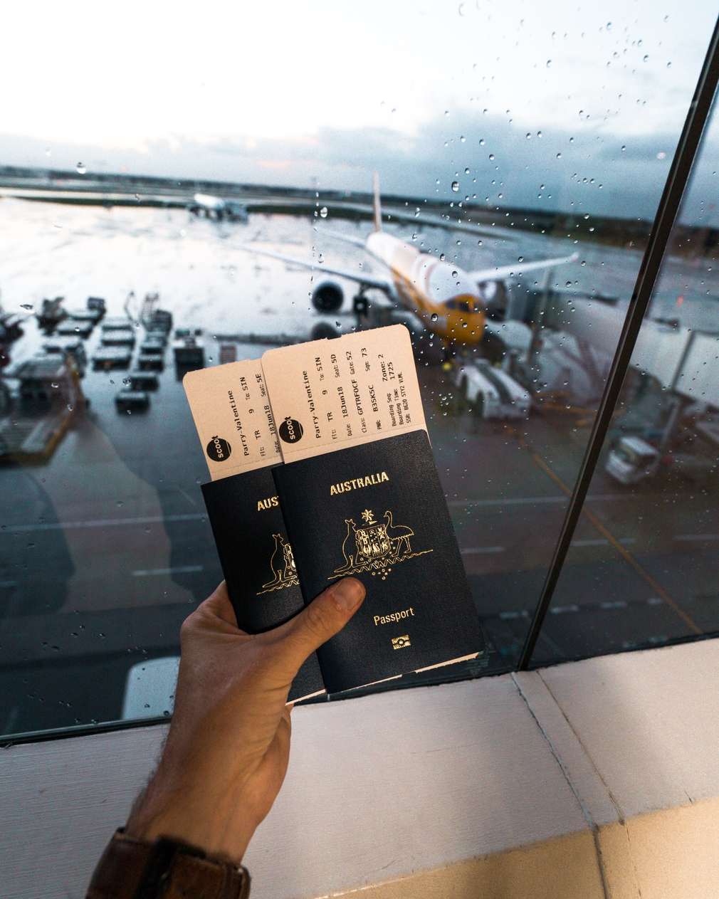 Australian passport and scoot plane