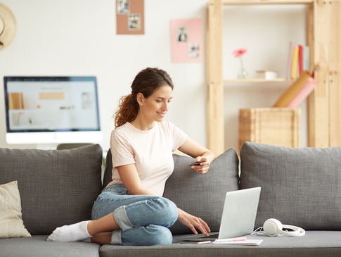 Young woman online shopping 