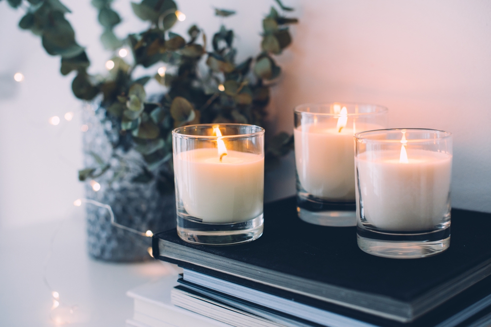 Mini candles on desk