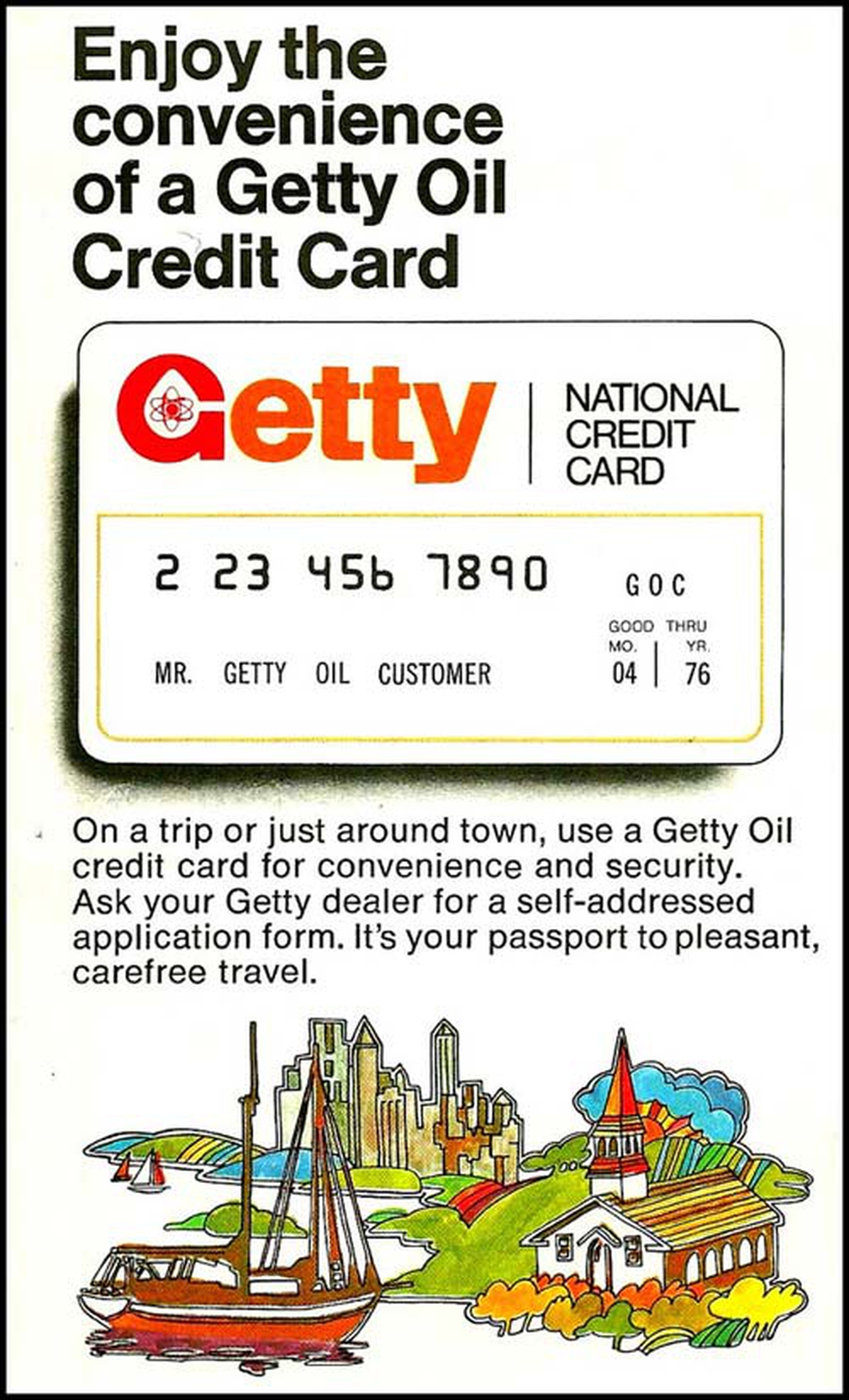 Getty Oil vintage credit card ad