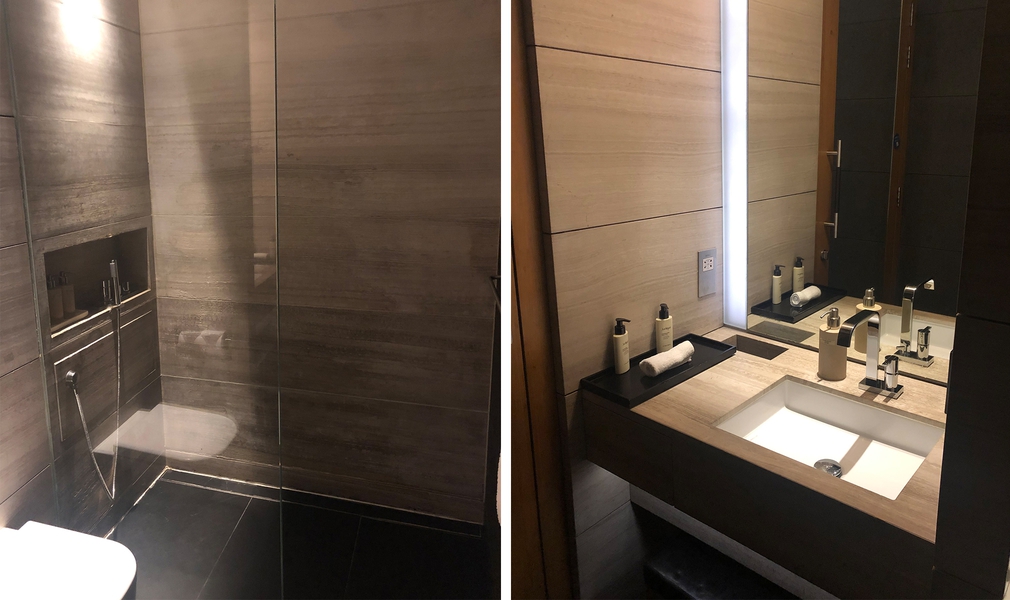 Shower and bathroom at The Wing lounge