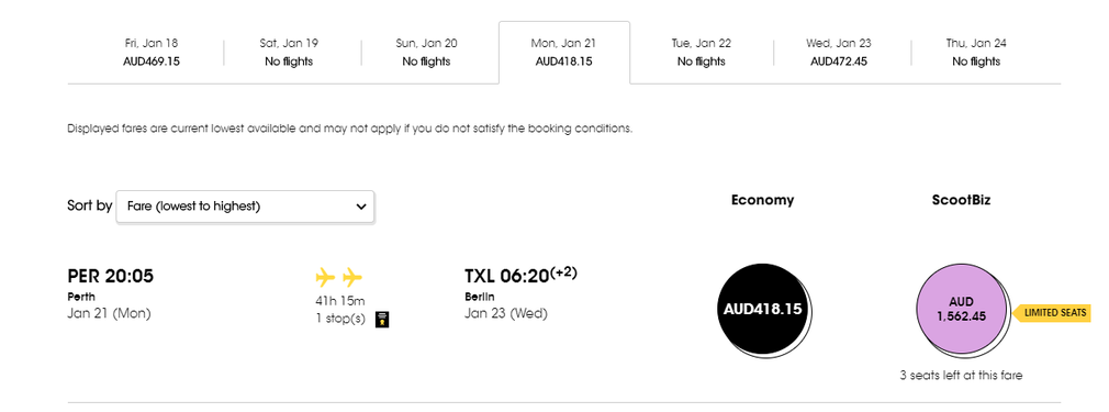 Booking on scoot
