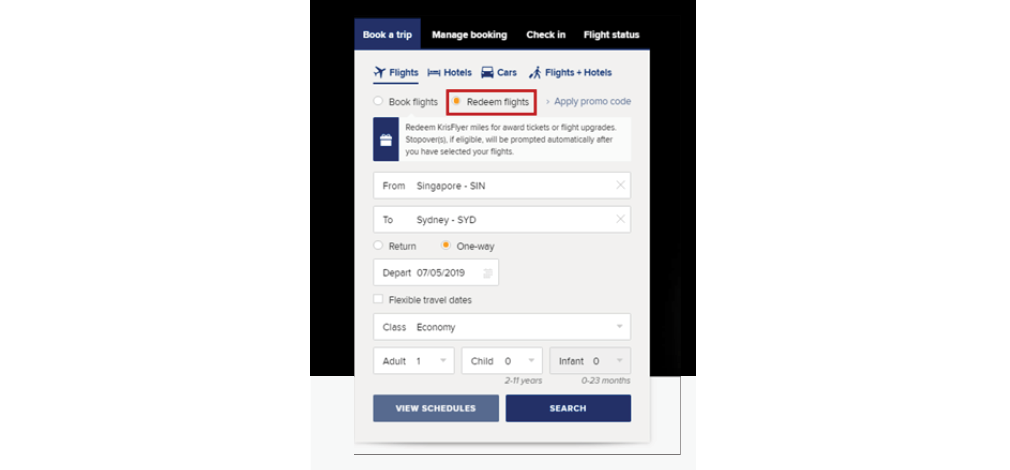 Krisflyer - Redeeming flights