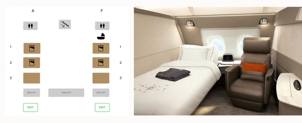 Singapore Airlines First Class seating map and seat