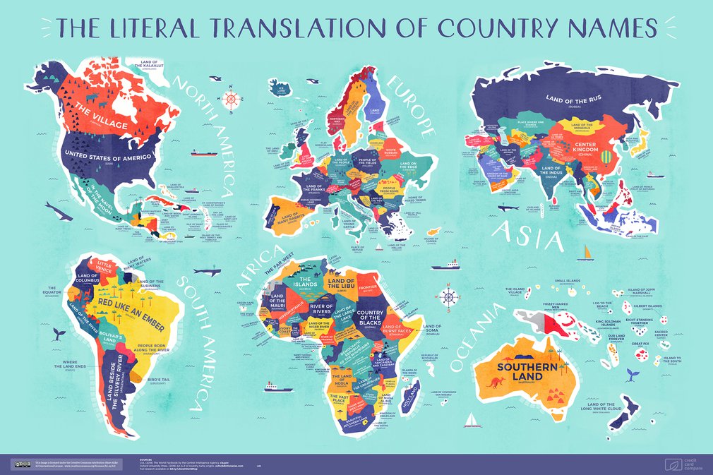 Literal Translation Of Country Names World Map