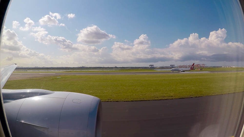 Taxiing out at Sydney International Airport.