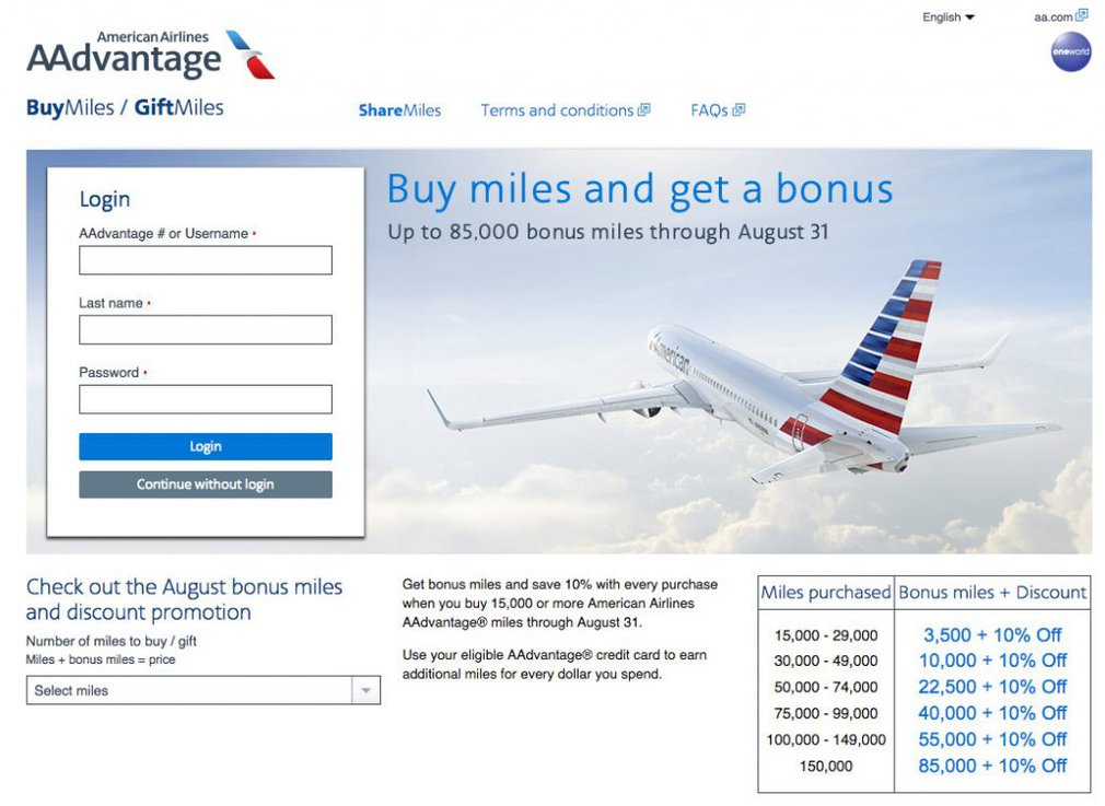 American Airlines website