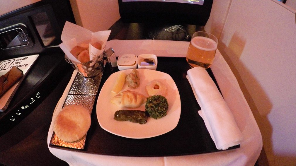 The starter mezze plate of food