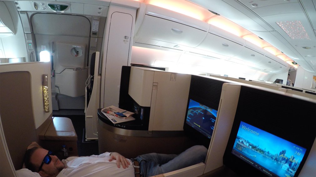 Time to stretch out on my very comfortable lay flat seat.