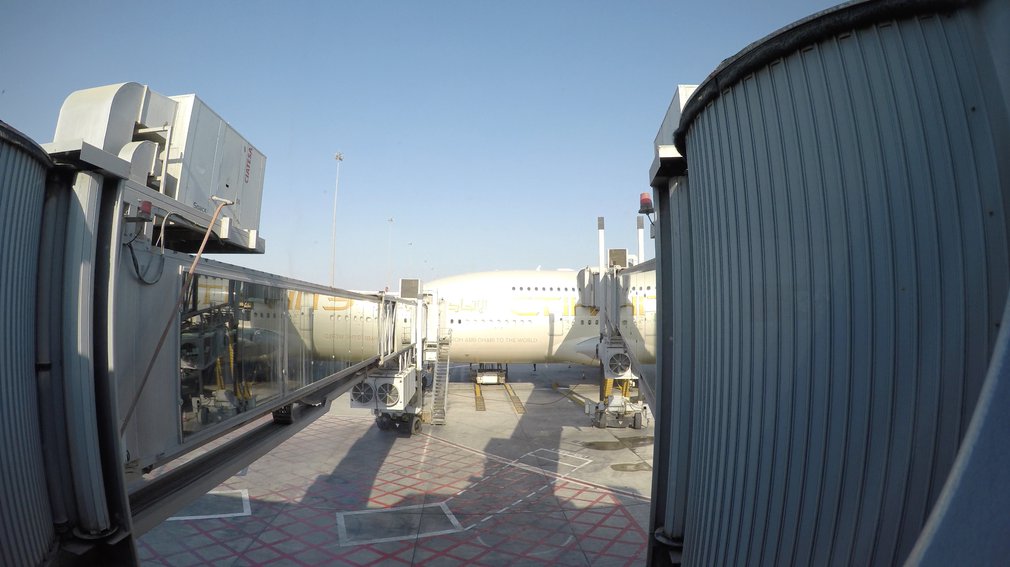 Separate walkway up to the upper flight deck