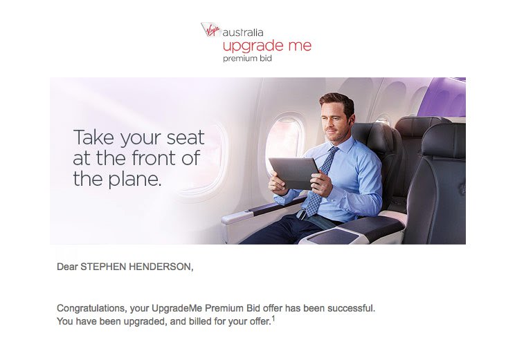 Email screenshot Virgin Australia